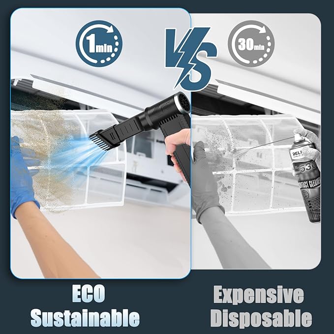 Cordless Electric Air Duster: 120,000 RPM High-Speed 4-Speed Adjustable Blower, Rechargeable Battery-Powered Dust Cleaner for PC Keyboards, Electronics, Cars & Outdoor Use (Black)