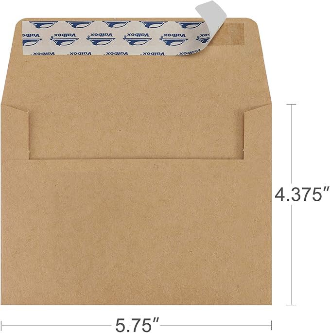 ValBox A2 Invitation Envelopes 100 Qty 4.375x5.75" Brown Kraft Envelopes Self Seal for Invitations, Photos, Wedding, Announcements, Thank you Notes, RSVP, Greeting Cards | 4-3/8 x 5-3/4 Inches(A2)