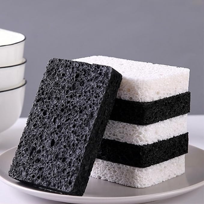 24 - Pack Non-Scratch Scrub Sponges - Sponges for Dishes and Washing Dishes, Cleaning Sponges for Kitchen Home and More（Black&White）