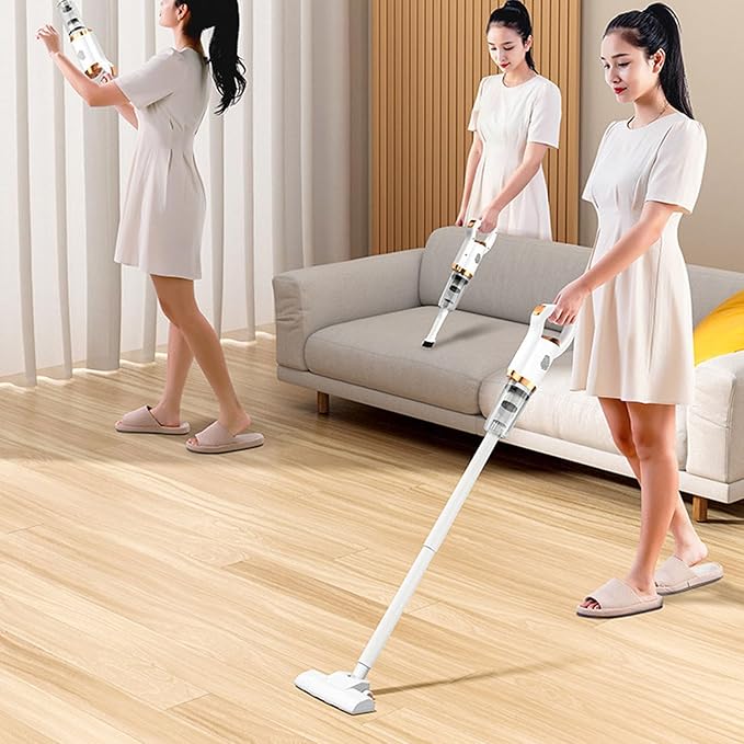 Pwshymi Stick Vacuum Cleaner, Small Handheld Vac Powerful Cordless Vacuum Cleaner 2 in 1 Rechargeable Stick with Long Battery Life, Portable & Silent Design for Home