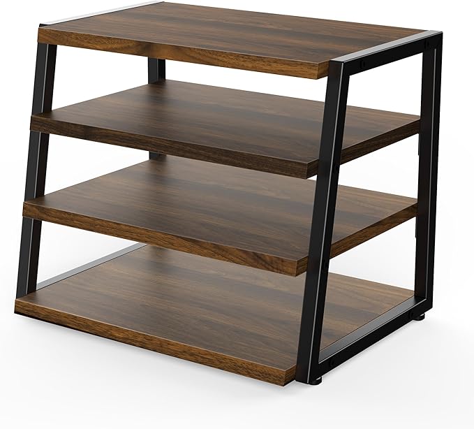 Fenge Desk Shelf Organizer, 4 Tier Desktop Shelf, Wood and Metal Office Shelves, Corner File Organizer for Office Supplies, Top of Desk Organizers and Accessories