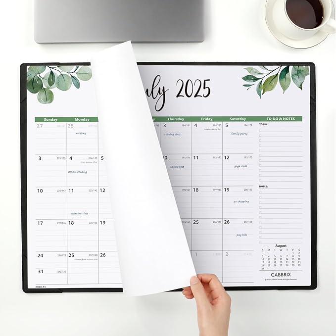 Large Desk Calendar 2025-2026 with Desktop Mat, Cabbrix Desk Pad Calendar 22 x 17 Inch Covering July 2025 to December 2026, Desk Blotter Calendar 2025 for Home School and Office
