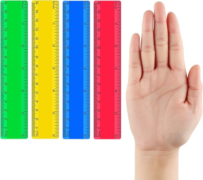 32 Pack 6 Inch Mini Rulers Bulk Plastic Small Rulers with Inches and Centimeters, Drafting Measuring Tool Set for Classroom Kids Student School Office Supplies(6 Inch,Yellow, Green, Blue, Red)