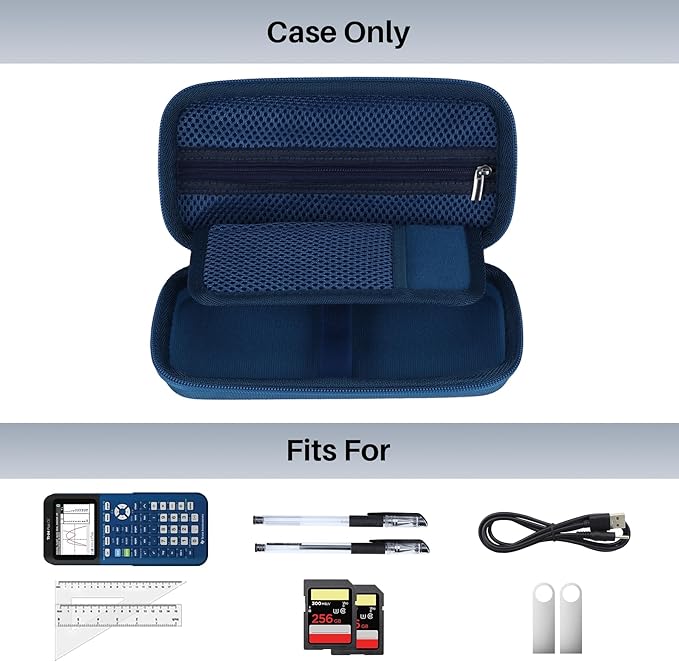Hard Case Replacement for Texas Instruments TI-84 Plus CE/TI-84 Plus/TI-Nspire CX II CAS/TI-Nspire CX II/TI-83 Plus/TI-89 Titanium/TI-85 / TI-86 Color Graphing Calculator (Deep Blue Case)