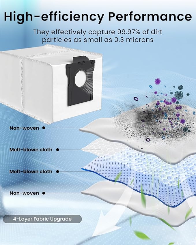 3.2L Large Disposable Dust Replacement Vacuum Bags for Dreame X40 Ultra/X30 Ultra/L40 Ultra/Robot Vacuum,Dirt Disposable Replacement Vacuum Bag (X40 Ultra Dust Bag x18)