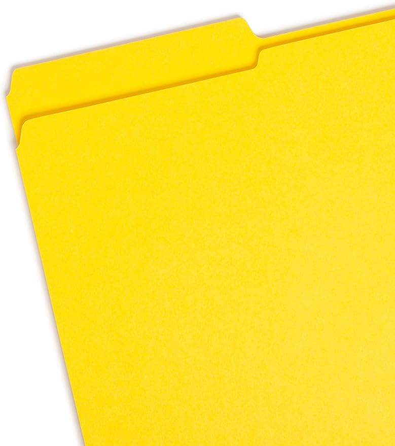Smead File Folder, Reinforced 1/3-Cut Tab, Legal Size, Yellow, 100 per Box (17934)