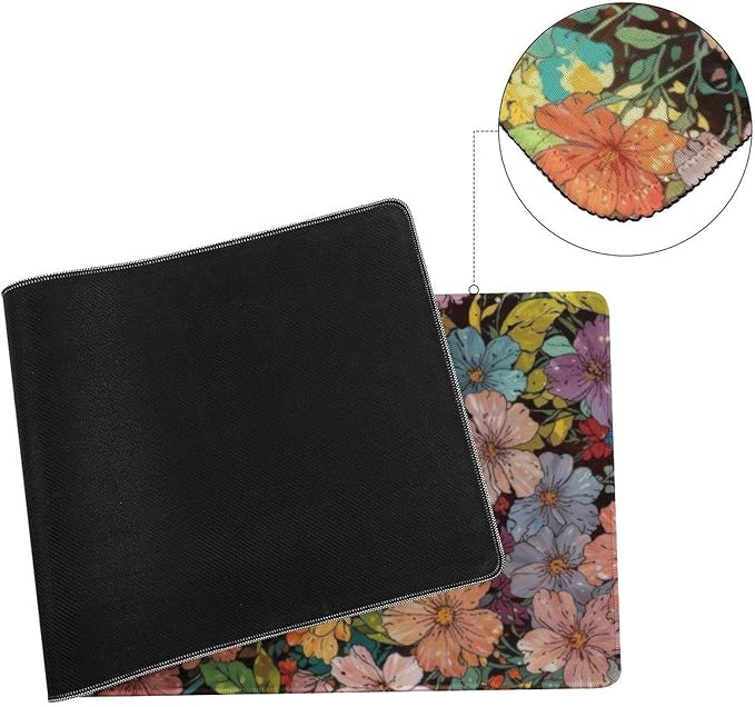 Colorful Flowers Large Mouse Pad, Watercolor Floral Gaming Desk Mat, XL Keyboard Desk Pad Mat for Desktop, 31.5"x11.8" Non-Slip Base Big Mousepad with Stitched Edges