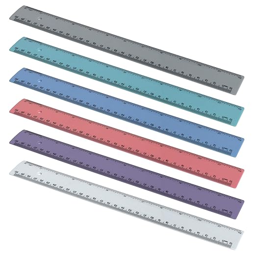 Acrimet Plastic Ruler 12 Inches/ 30 Centimeters, Measuring Device Tool for Student, School, Office, Heavy Duty (Pastel Assorted Color) (6 Pack)