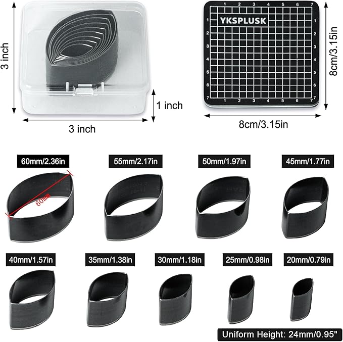 Leather Hole Cutter Tools Set, 9 Pieces Fusiform Shape Punch Tools 20 25 30 35 40 45 50 55 60mm, High Carbon Steel Leather Cutting Dies - Leather Hole Punch Tool Kit for DIY Leathercrafts