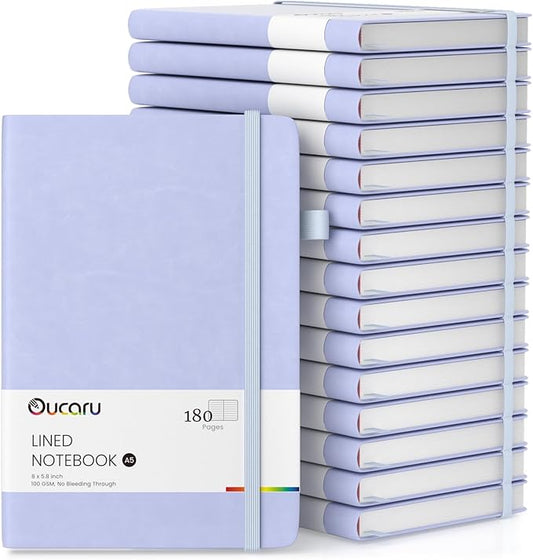 Oucaru Lined Journal Notebook, 16 Pack, 180 Pages, A5 Journals for Writing, 100 GSM Thick Paper, Small Notebooks Daily Journal for Women Men Work, Business, School, Travel Supplies