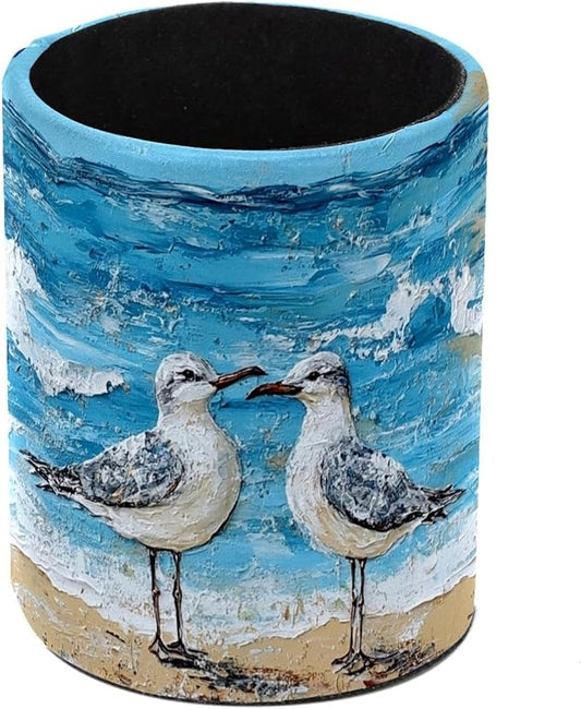 Beach Birds East Coast Ocean (3) Pencil/Pen Holder for desk, Round Desktop Organizer for Desk Multi Purpose Use for Home School Office Supplies