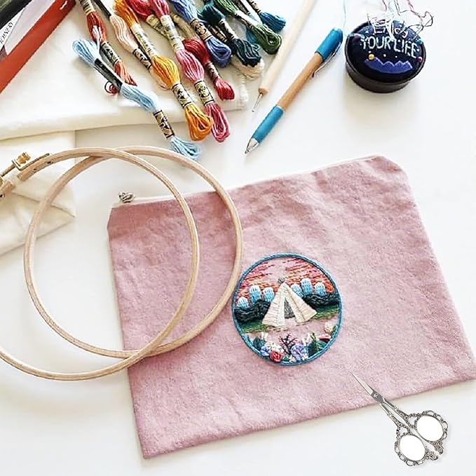 BIHRTC 4.5inch Scissors with Leather Case Plum Blossom Scissors Small Sharp Tip Stainless Steel Craft Scissor Shear for Office Home Sewing Supplies Cross Stitch Needlework DIY