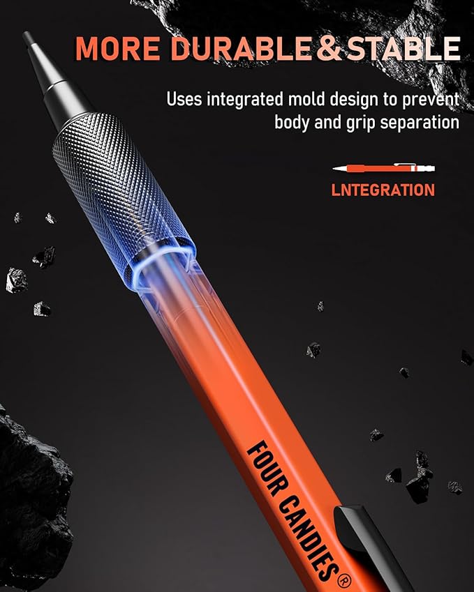 Four Candies 1.3mm Mechanical Pencil Set with 72 Lead Refills, 3PCS Metal Weatherproof Body Heavy Duty Carpenter Pencil, 3 Eraser, 16 Eraser Refills, for Outdoor Woodworking Drafting Marking with Case