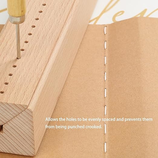 Beech Wood Book Binding Cradle with an Awl,Used for Book Binding Hole Punching,Sturdy and Durable, Easy to Store,Bookbinding Supplies, Bookbinding Punch Tool