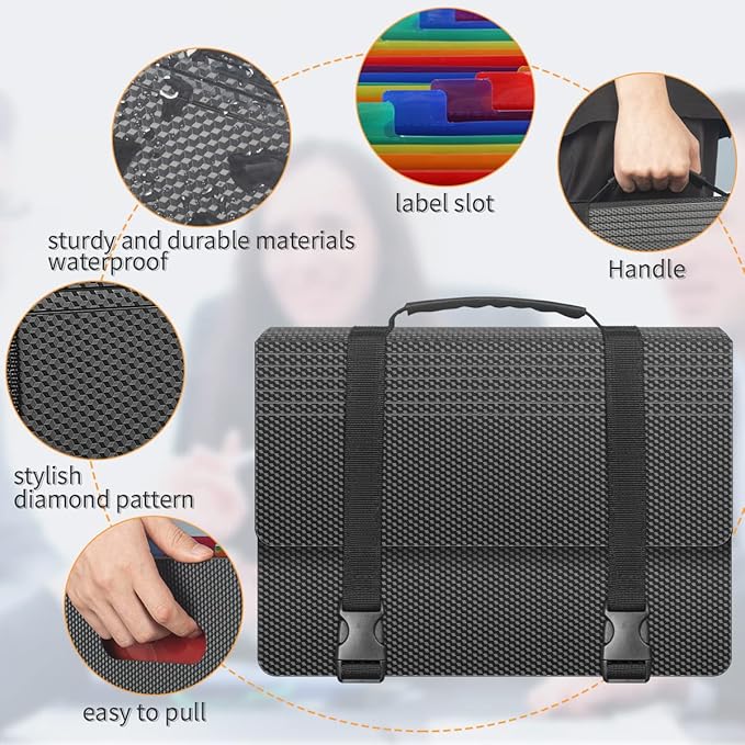 Expanding File Folders,Accordion File Organizer with Handle,25 Pockets Portable Filing Box for Paperwork Documents Paper,A4/Letter Size