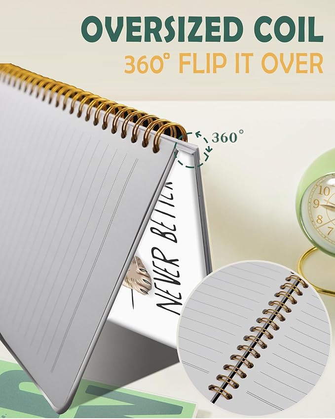 Ruled Spiral Writing Notebook,A5 Hardcover Lined College Journal for Women Lady Girl,Strong Twin-Wire Binding with Premium Paper,8.4" X 6",Perfect for School,Office,Home Gifts(cute cats)