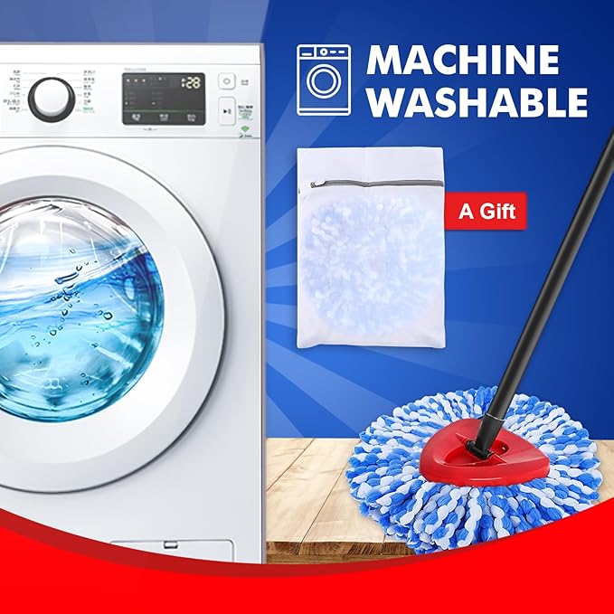 5 Pack Spin Mop Replace Head for Rinse Clean 2 Tank Spin Mop Head Refill Replacement for Rinse 2 Tank System Mircofiber Mop Heads Refill for All Floor Surface Clean