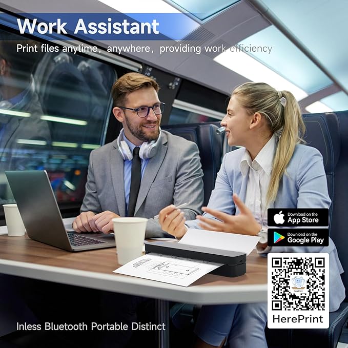 iDPRT Portable Printer Wireless for Travel - Bluetooth Mobile Printer Support for 8.5"x11" US Letter, Inkless Compatible with iOS, Android, Laptop for Office, Car and Home (pro, Black)