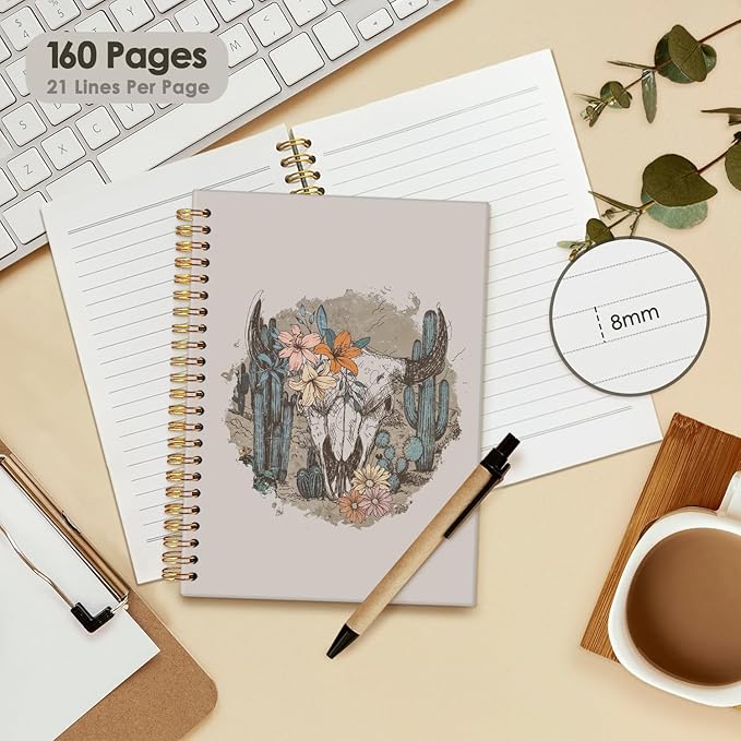 Wheatwin Western Spiral Notebook, Western Gifts for Women, Cowgirl Western Office School Supplies Journal, 5.5x8.3 Inch