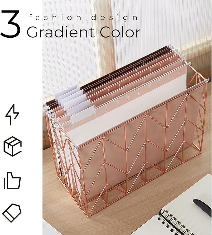 Y YOMA 6 Pack Gradient Hanging File Folders Letter Size Decorative Hanging Folder Pretty File Folder Organizer for Filing Cabinet Office Home with 1/5-Cut Adjustable Tabs, Coco Mocha