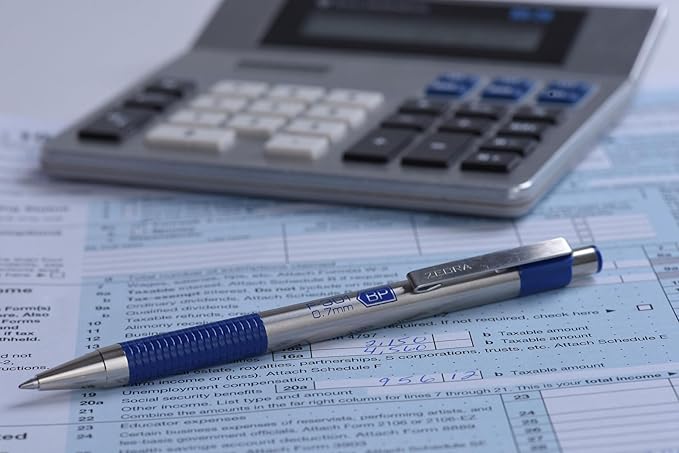 Zebra Pen F-301 Ballpoint Fine Point 0.7mm Stainless Steel Retractable Ballpoint 6-Pack with Bonus Mildliner Highlighter – Easy-Glide Ink, Non-Slip Grip, Metal Clip, Refillable with F-Refill (27193)