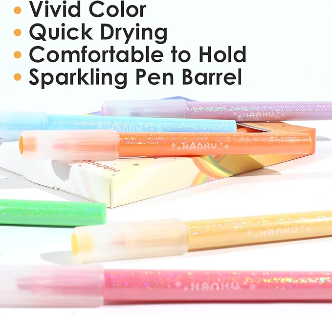 Glitter Highlighters,8Pack Metallic Colors Chisel Tip,Aesthetic Cute Highlighters Assorted Colors for School, Cute Markers for Journaling Planners Books Notes