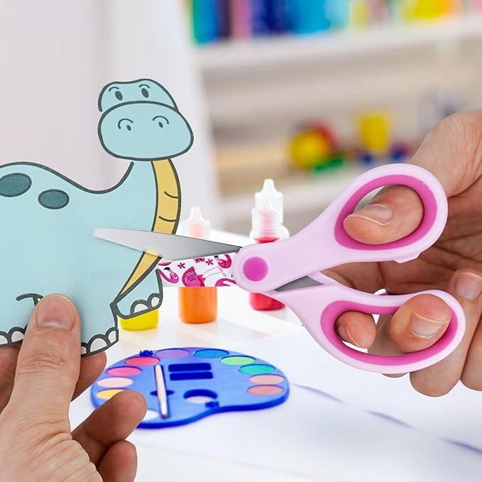 5" Kids Scissors,3 Pack Safety Children Scissors,Blunt-Tip Stainless Steel Blades Comfort-Grip Handles Small Craft Scissor for Kids,for DIY,Arts,Home,School Classroom Student Use Assorted Colors