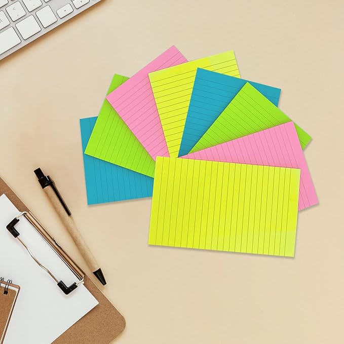 8 Pads Lined Sticky Notes 5 x 8 in, Bright Colors, Colorful Large Sticky Notes with Lines Self-Stick Note Pads for Home Office School Supplies, 50 Sheets/Pad, 400 Sheets Total, 4A 5084-N-Lx2