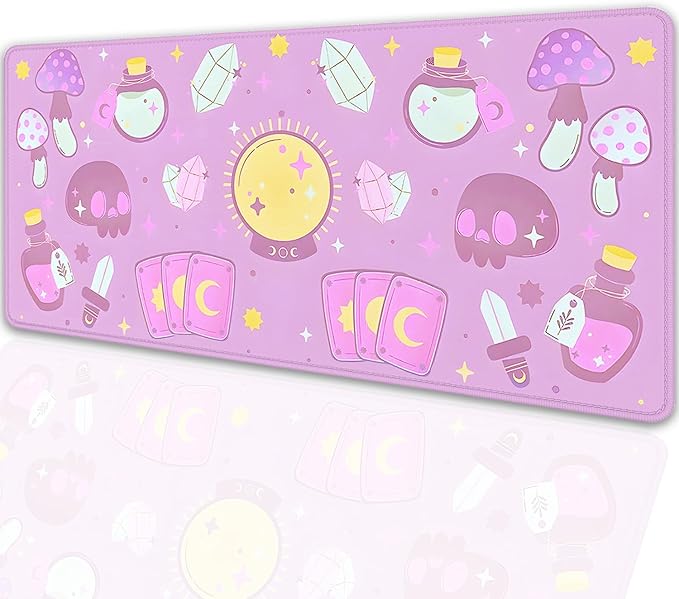 Kawaii Purple Desk Mat,Desktop Mat for Cute Witchy Elements Mouse Pad,Extended Keyboard Mousepad Large for Computer Laptop,Mouse Pad for Girl Women Gamer Desk Decor(27.5X11.8 in)