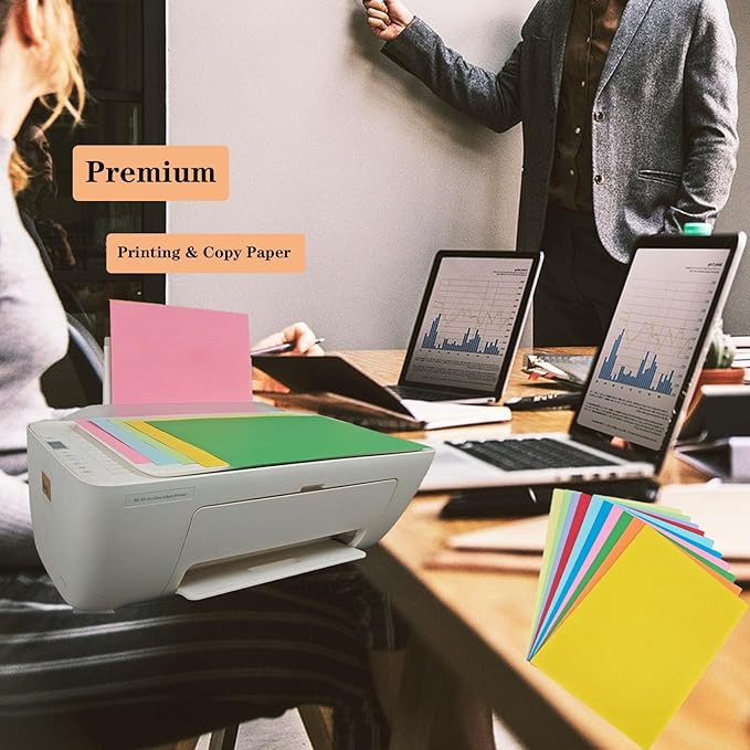 Colored Copy Paper 8.5 x 11 Printer Paper, 90 Sheets Colorful Paper Letter Size, Brightness Rainbow Color Paper for Arts Crafts DIY Origami School Office Supplies(90 Sheets)