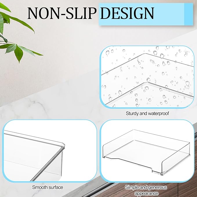 2 Pcs Stackable Letter Tray Rectangular Plastic Desk Organizer 13 x 9.5 x 2.6 in Paper Holder File Tray Accessories Rack for Desktop Office Desk Drawers (Clear)