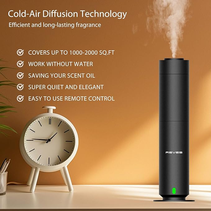 Hotel Diffuser Machine-Scent Air Machine for Home-Diffusers for Home-Waterless Essential Oil Diffusers-Studio Scent Diffuser-Large Room-Cold Air-Office Fragrance-App Remote Control - Black