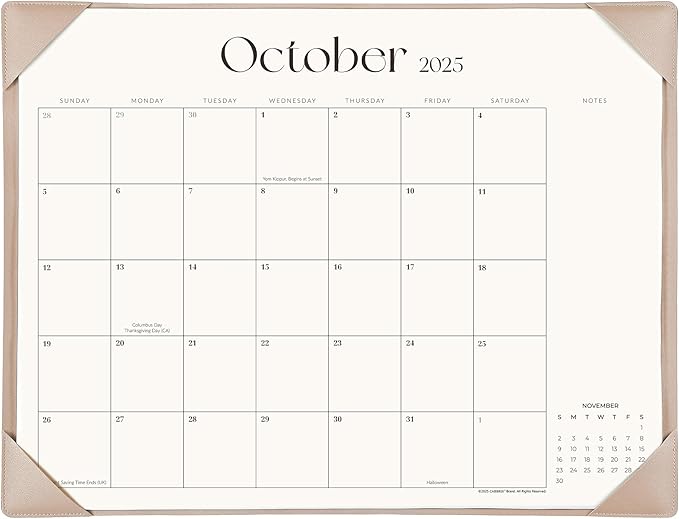 Simplified Desk Calendar 2025-2026 with Desktop Mat, Cabbrix Large Desk Pad Calendar 21" x 16-1/2" Runs From July 2025 to December 2026, Desk Blotter Calendar for Home School and Office (Apricot)