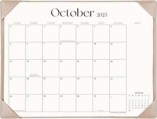 Simplified Desk Calendar 2025-2026 with Desktop Mat, Cabbrix Large Desk Pad Calendar 21" x 16-1/2" Runs From July 2025 to December 2026, Desk Blotter Calendar for Home School and Office (Apricot)