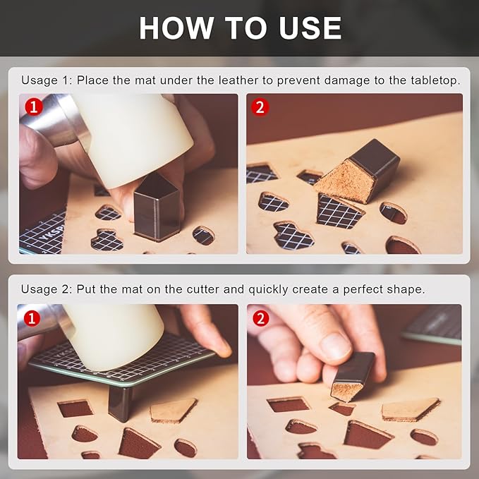 Leather Hole Cutter Set, 9 Sizes Diamond Shaped Cutting Dies Cutter Tools 20 25 30 35 40 45 50 55 60mm, Leather Cutter Hollow Hole Punch Tool Kit for DIY Leathercrafts