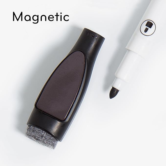 U Brands Fine Tip Dry Erase Markers with Eraser, Magnetic Double Ended Whiteboard Markers, Low Odor, Assorted Bright Colors, Set of 6