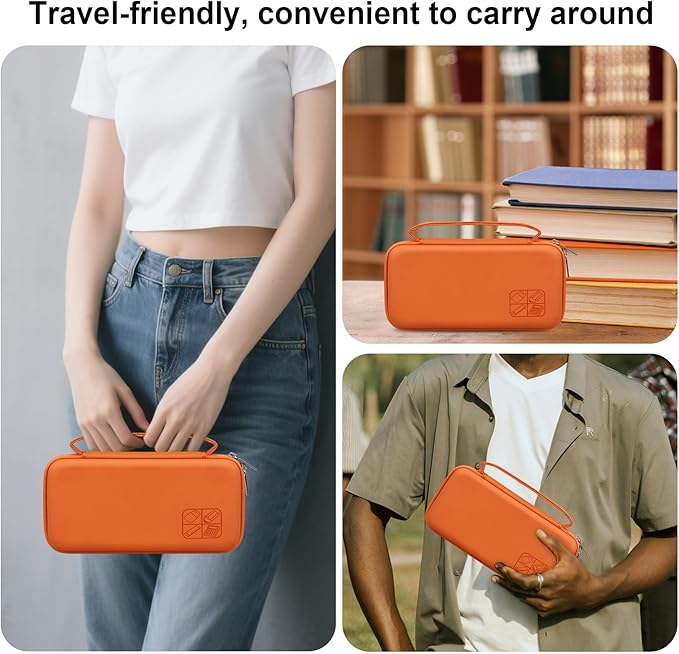 BOVKE Hard Travel Case for Texas Instruments TI-84 Plus CE/TI-84 Plus/TI-83 Plus CE/TI-83 Plus/Casio fx-9750GIII Graphing Calculator, Mesh Pocket for USB Cables, Manual, Pens, Accessories, Orange