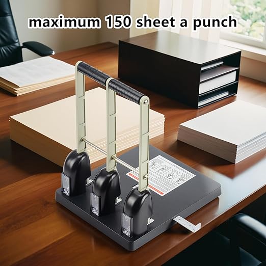 Worklion 3 Hole Puncher for Binder: Heavy Duty Three Hole Paper Punch for Max 150 Sheet,Save Power Large Punch