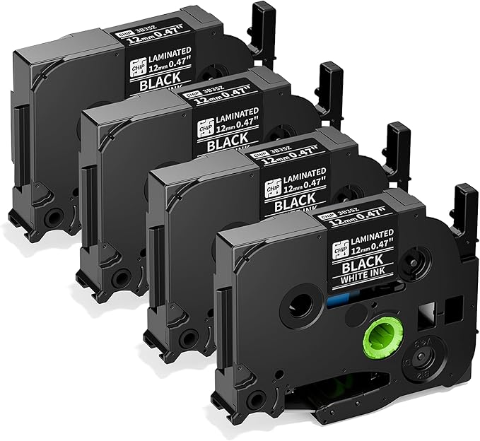 Tze 12mm 0.47 Inch Laminated White on Black Compatible with P Touch Label Tape TZ TZe-335 TZe335 Refills for Ptouch PT-H110 D200 D210 D220 D400 PT-D600 Label Maker, 3-Pack