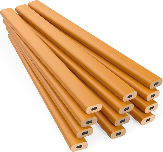 GRAPHITE Hard Lead Carpenter Pencils Bulk - (1) Pack of 12 Pieces Lumber Wooden Pencil #2 (HB) - Yellow