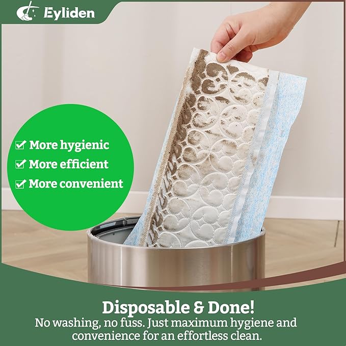 Eyliden Large Sweeper Mop, 16.5" Wide - Lock Tight Design No Lost Pads - 22 Disposable Dry & Wet Cloths, 58" Adjustable Handle, Dust Mops for Pet Hair, Hardwood Floors, Universal Refills (Green)