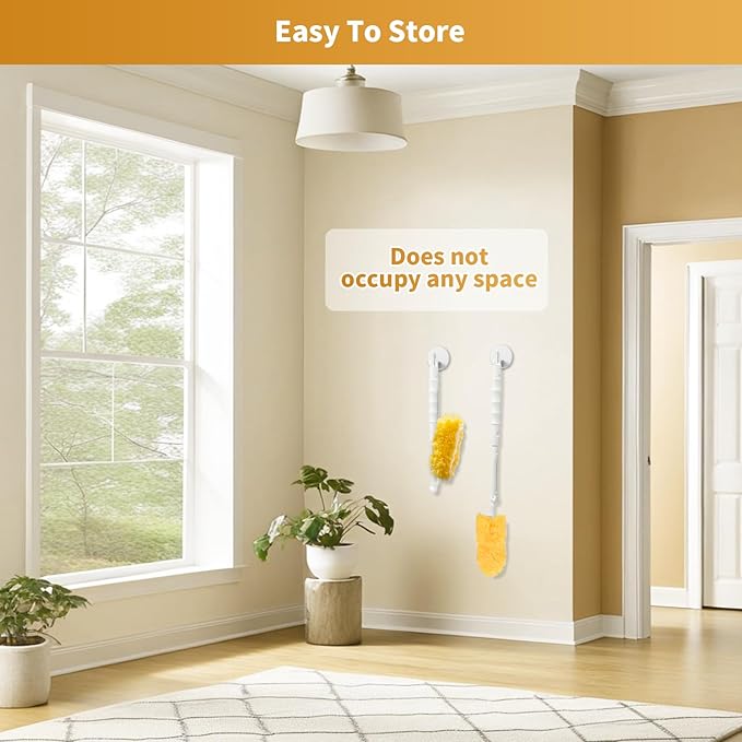 50 Pack Duster Refill Compatible with 1 Extendable Handle, 360 Heavy Duty Duster Kit with 1 Handle, Multi-Surface Disposable Dusters Refills for Cleaning Corner, Furniture, Car, Blinds