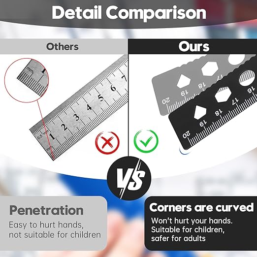 MSDADA Triangle Ruler, Protractor, Square and Ruler Set, 4 Pieces Aluminum Alloy Ruler, Metal Drafting Ruler Kit, Geometric Protractor for Student, School, Home, Office (Black, 20cm/7.87inch)