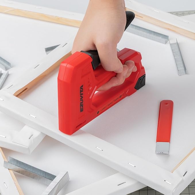 Light Duty Staple Gun for Wood, Red Upholstery Staple Gun Kit with 2000pcs JT21 Staples 1/4, 5/16, 3/8 inch and Staple Remover, Stapler Gun for Crafts, DIY, Classroom, Decoration