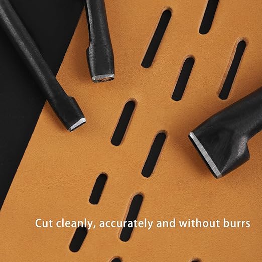 WUTA 6 Pcs Oval Leather Hole Punch,Belt Hole Punch for Leather,Leather Punch Cutter Tool for Belt Watch Band,Leather DIY Hole Punch Tool Kit