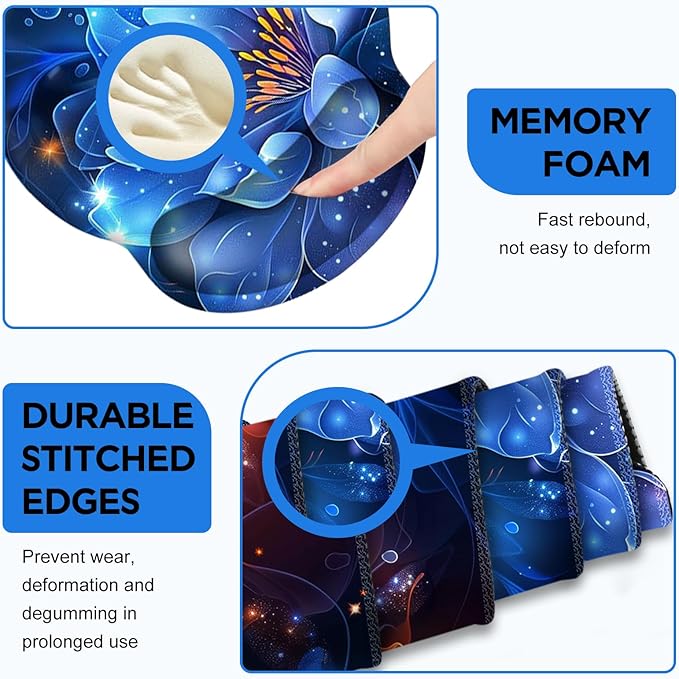 AIMSA Desk Mat Set, Large Gaming Mouse Pad with Wrist Rest, Ergonomic Mouse Pad and Keyboard Mat Wrist Support for Home Office Desk Accessories Decor -Fire and Ice Flower