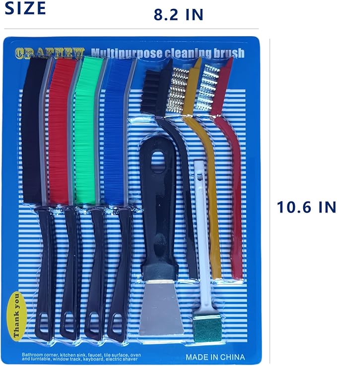9Pcs Cleaning Brush Set, Small Space Hard Brush, Household Cleaning Product, Suitable for Small Gap Brush Set of Kitchen and Bathroom Tiles