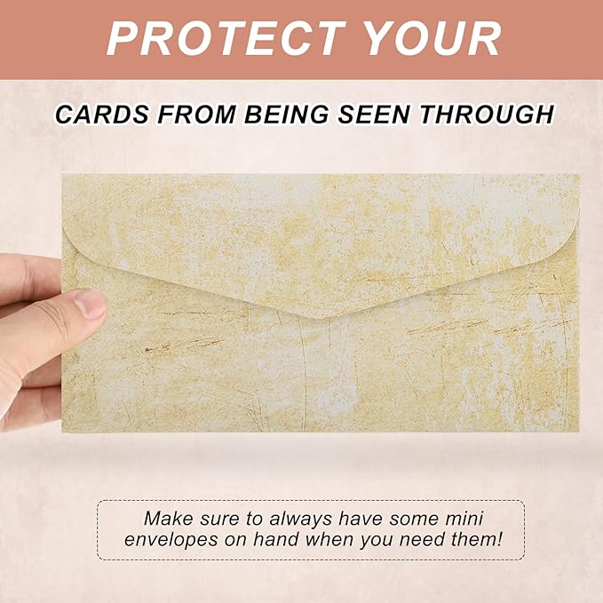 MECCANIXITY 48 Packs Envelopes Vintage Stationery Beige Linear Stationery Old Fashion Paper for Letter Writing, Invitations, Wedding-9 x 4 Inch