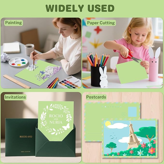 Cardstock 8.5 X 11, 40 Sheets Light Green Card Stock, 75lb/ 200gsm Copy Paper,Cardstock Printer Paper For Art, Drawing, Invitations, DIY Cards, Watercolor, Craft, Construction, School & Office Supplie