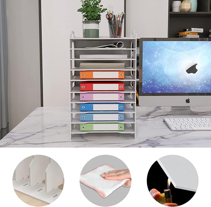 Natwind Office Paper Organizer for Desk Desktop Organizer File Holder Office Desk Organizer Letter Tray & Paper Holder Document Storage Rack for Home Office School 10-Tier